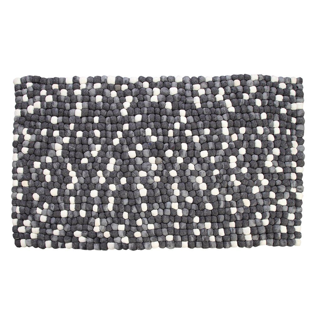 Amala - Handmade Wool Felt Pebble Rug - Grey