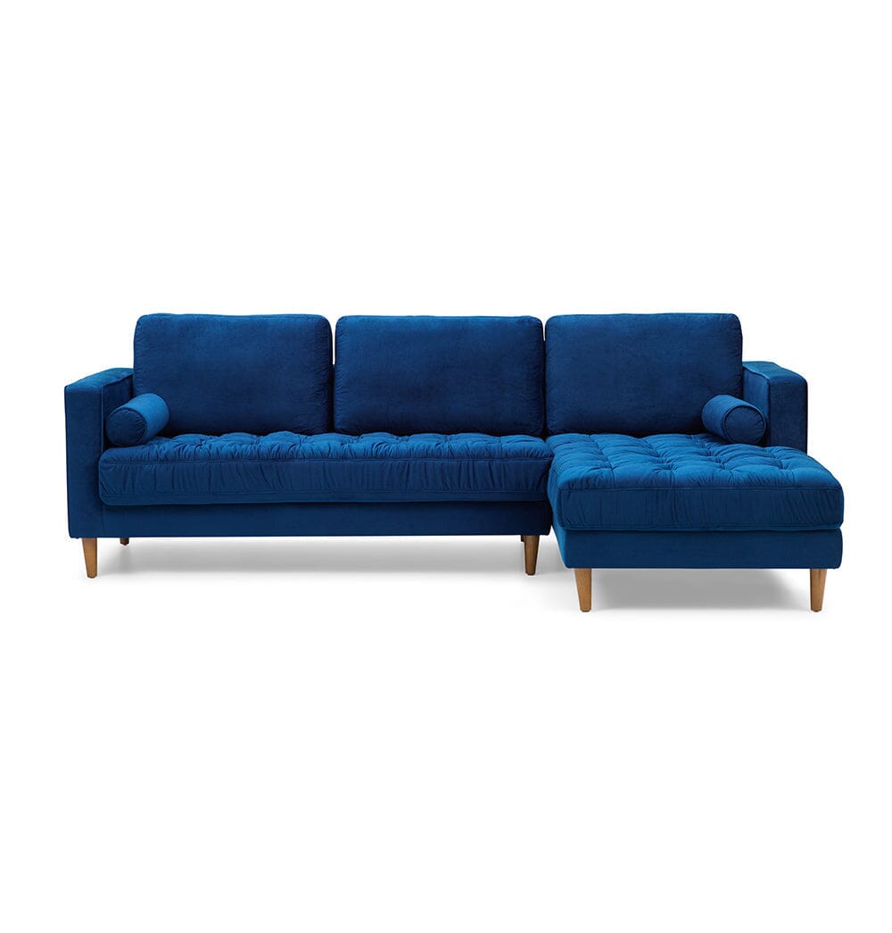 Bente Tufted Velvet Sectional Sofa - Blue