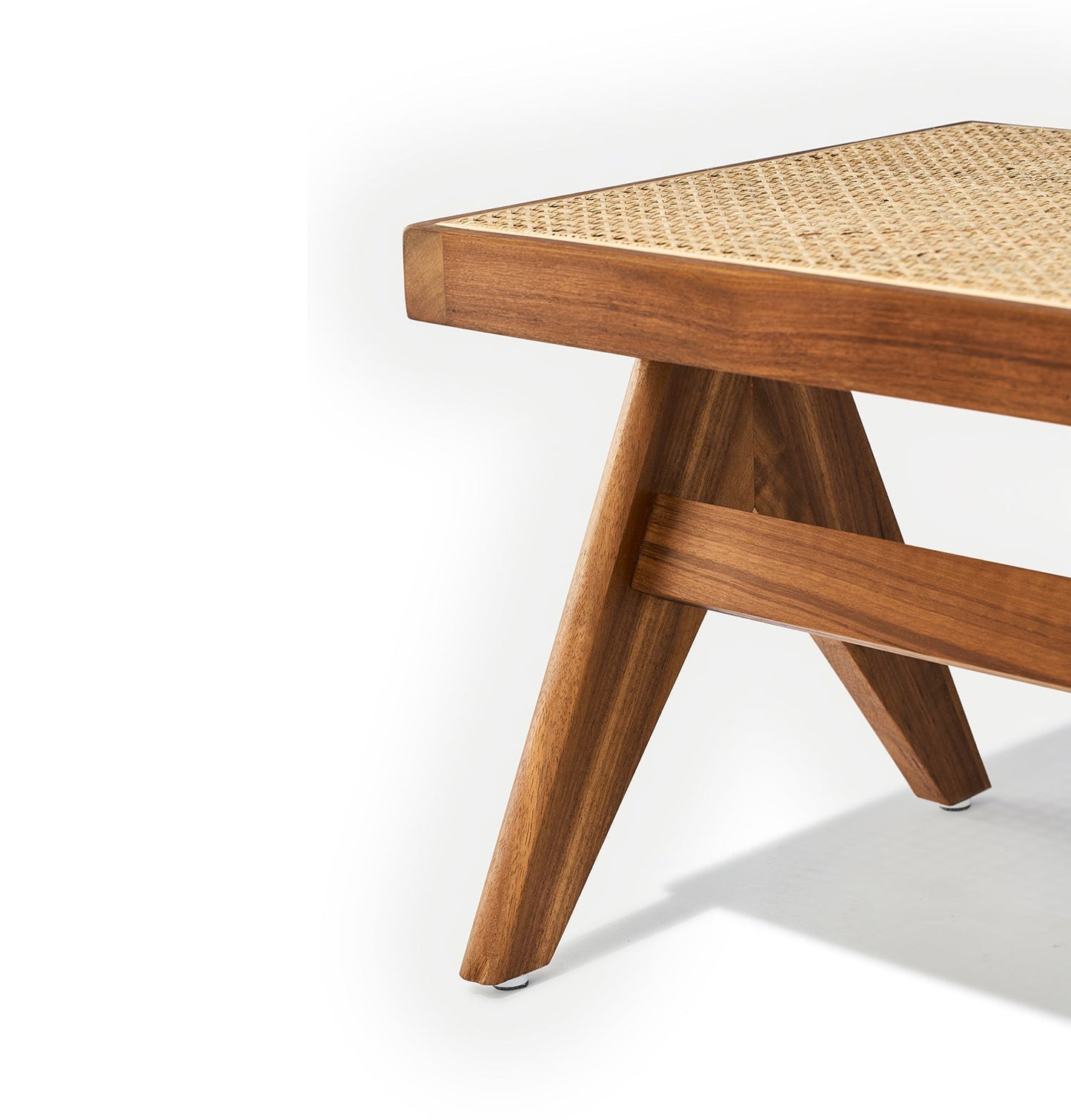 Célia Bench - Walnut & Natural Rattan