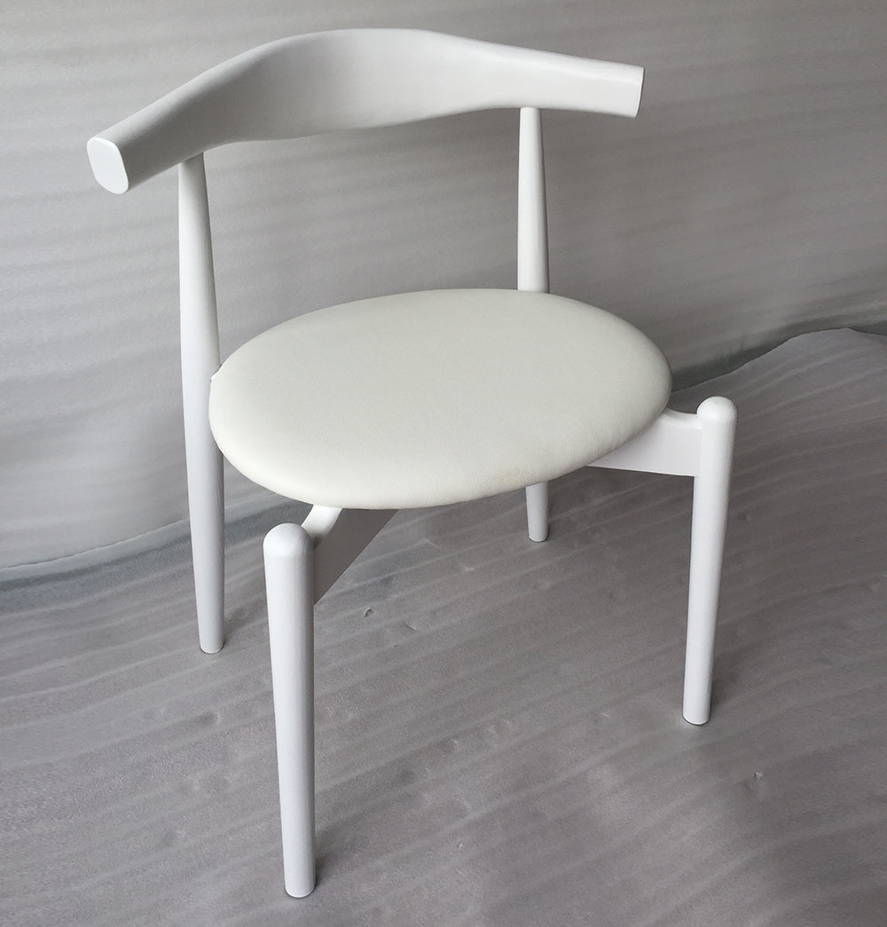 Hannah Chair - Round Seat - White & White Leather