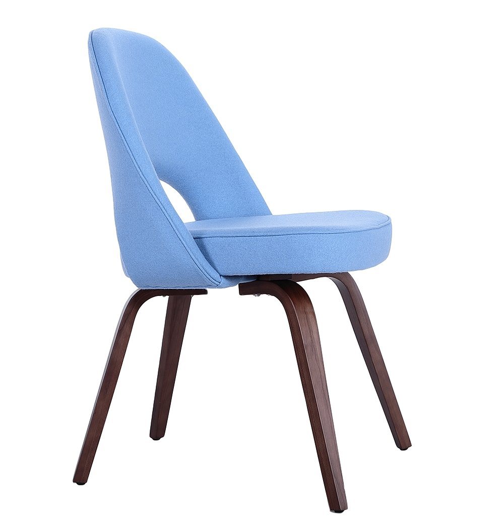 Sienna Executive Side Chair - Light Blue Fabric & Walnut Legs