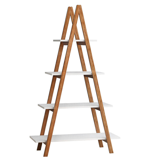 Solid bamboo wood oxford “A”frame ladder display bookshelf