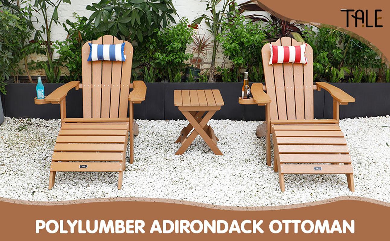 TALE Adirondack Ottoman Footstool All-Weather&Fade-Resistant Plastic Wood for Lawn Outdoor Garden