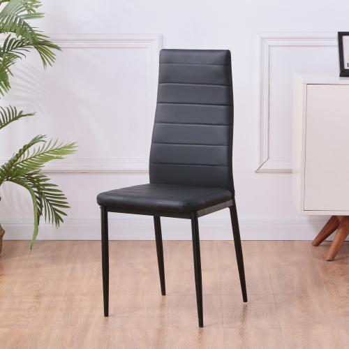 Set of 4 Leather Dining Chairs with Padded Seat Foot Cap Protection