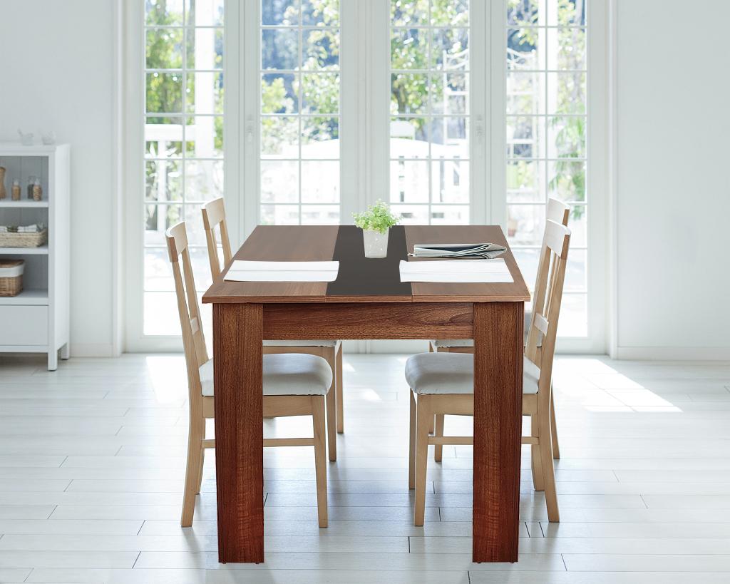 GIVENUSMYF European dining table Height 29.5" Particleboard dark wood with melamine beech wood grain