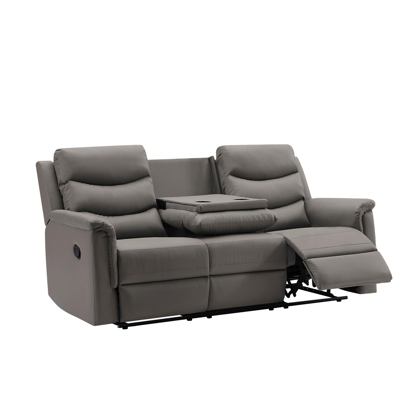 Manual Recliner Living Room Set Grey PU （This product is an oversized item / LTL