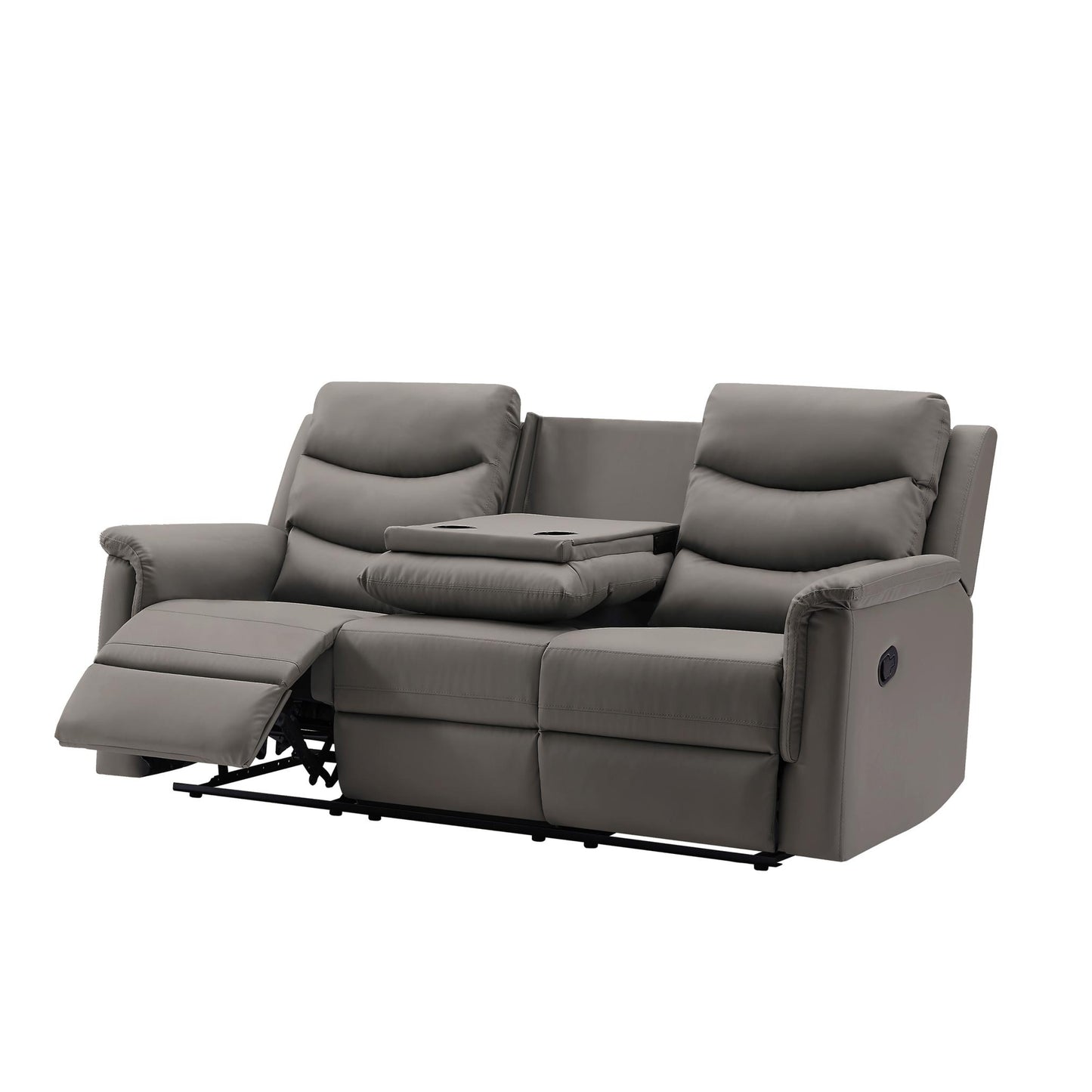 Manual Recliner Living Room Set Grey PU （This product is an oversized item / LTL