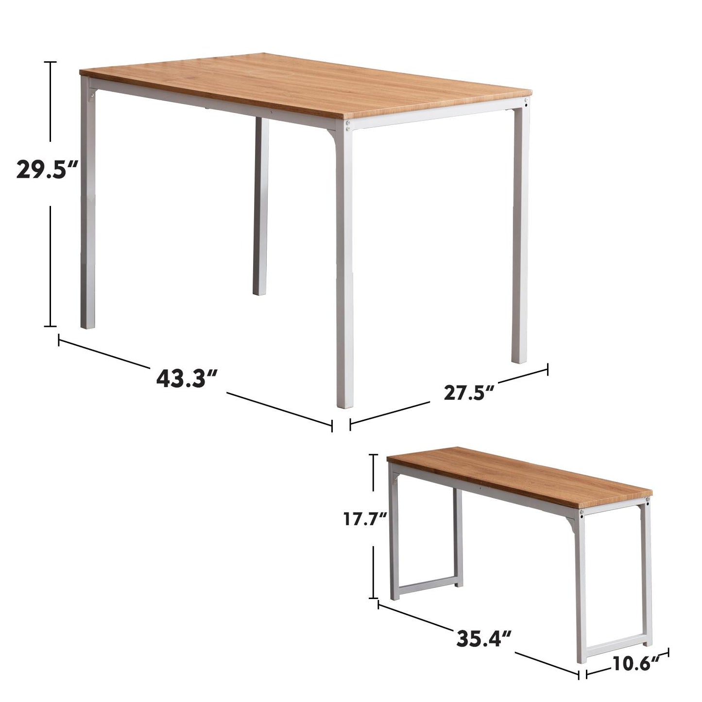 Morden charming style dining table set with a tatble and two benches for kichen, diniing room