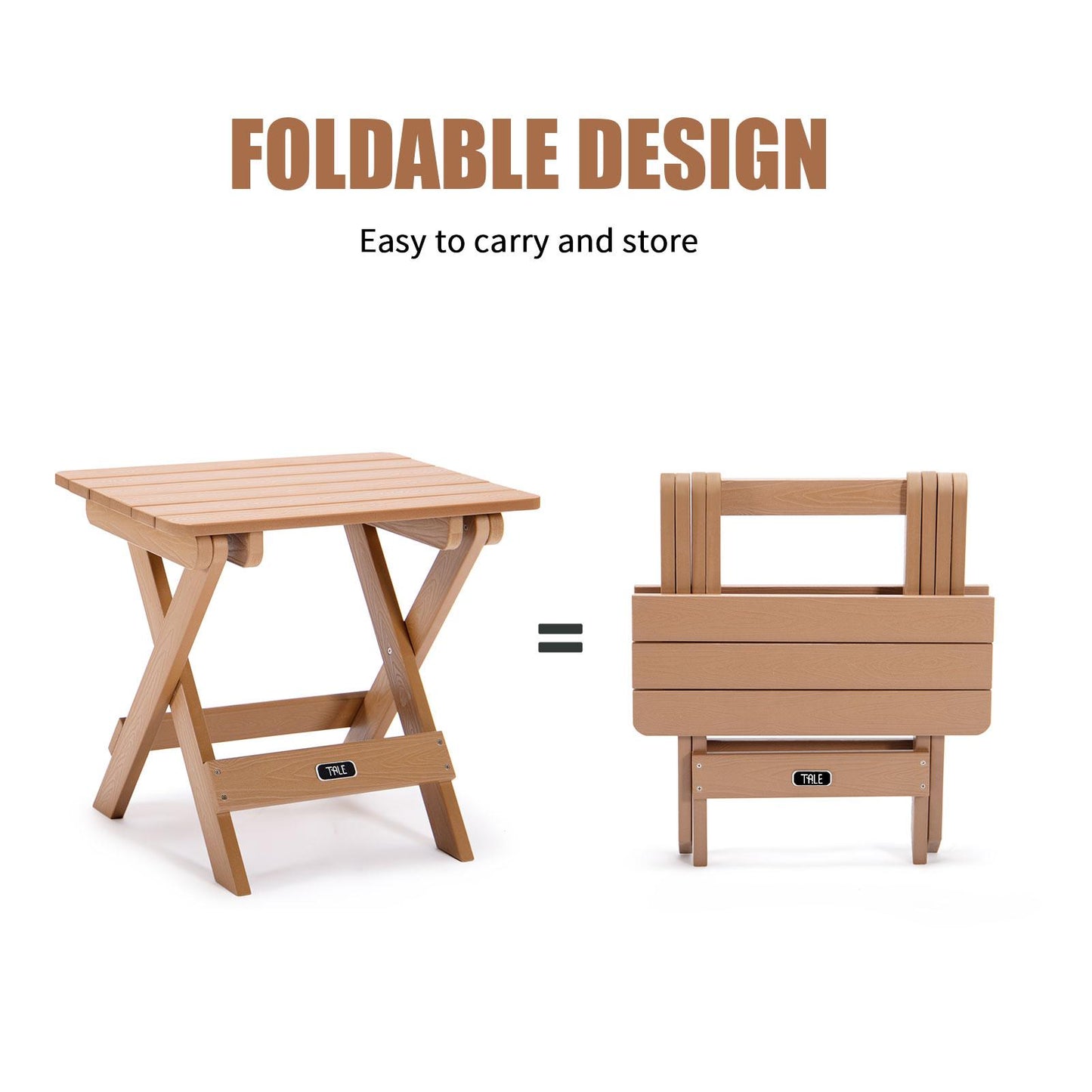 TALE Adirondack Portable Folding Side Table Square All-Weather and Fade-Resistant Plastic Wood Table