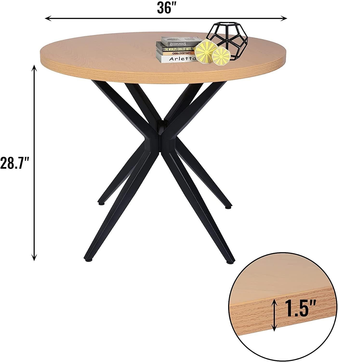 36" Round Dining Table Mid Century Modern Dining Table with Solid Metal Legs for Cafe/Bar, Kitchen,