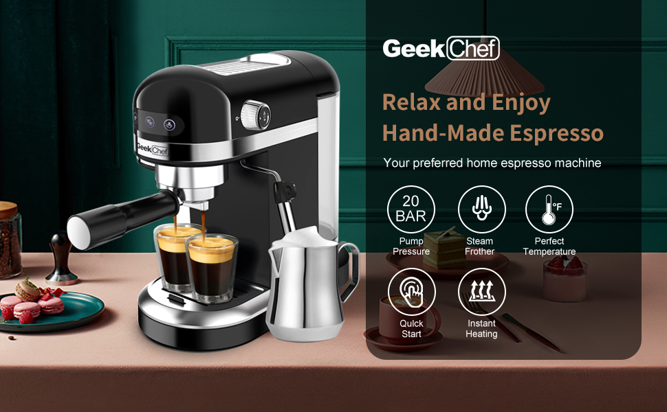 Geek Chef 20bar 1.4 litre espresso machine