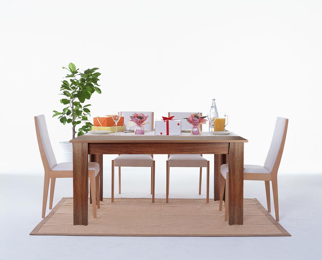 GIVENUSMYF European dining table Height 29.5" Particleboard dark wood with melamine beech wood grain