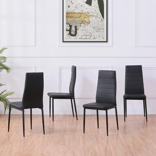 Set of 4 Leather Dining Chairs with Padded Seat Foot Cap Protection