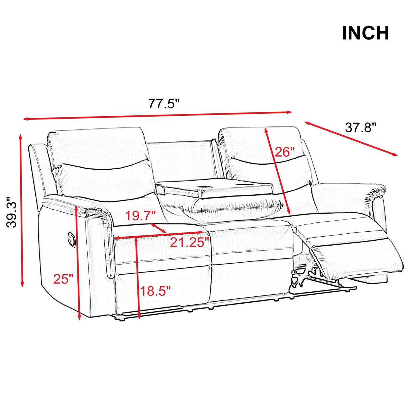 Manual Recliner Living Room Set Grey PU （This product is an oversized item / LTL