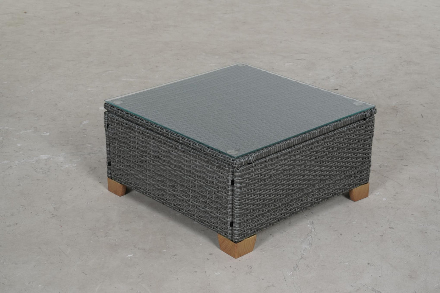 Removable Wicker Square Glass Coffee Table