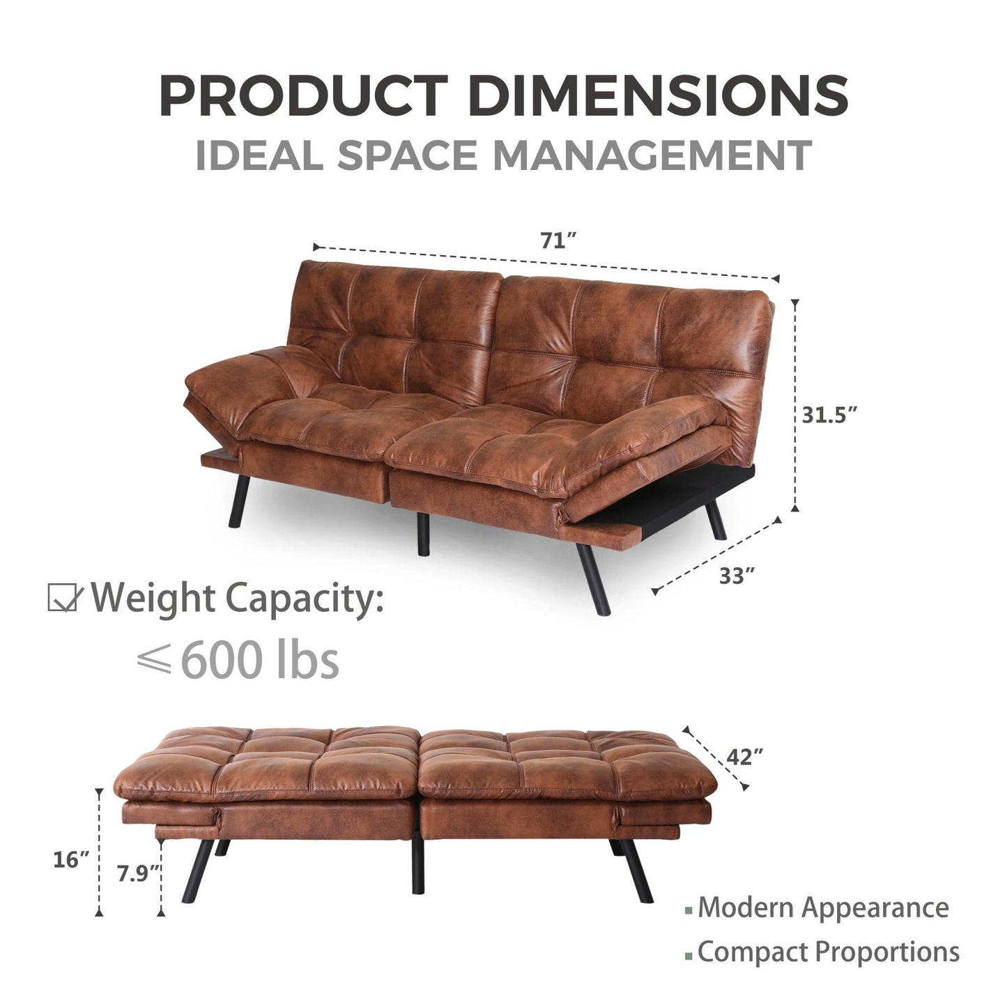 Mydepot Comfortable Armless Sofa Bed