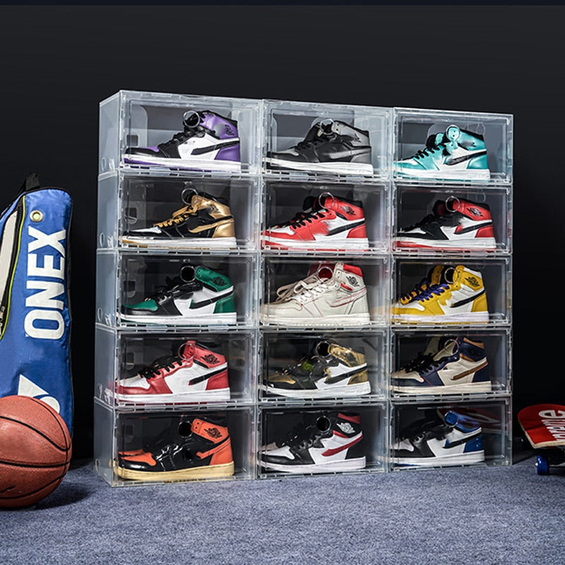 Fold Plastic Shoes Case Thickened Transparent Drawer Case Plastic Shoe Boxes Stackable Box Shoe Organizer storage