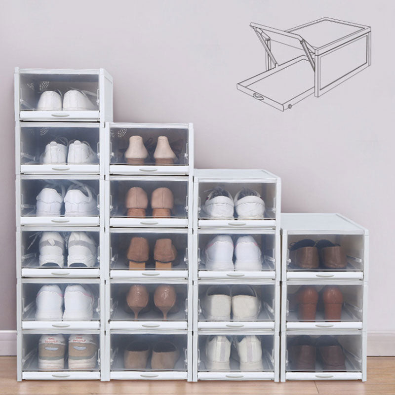 Large Shoe Boxes Shoes Rack Plastic Stackable Shoebox Organizer Drawers for High Heels EU 43 Size Sneakers Storage Drawers