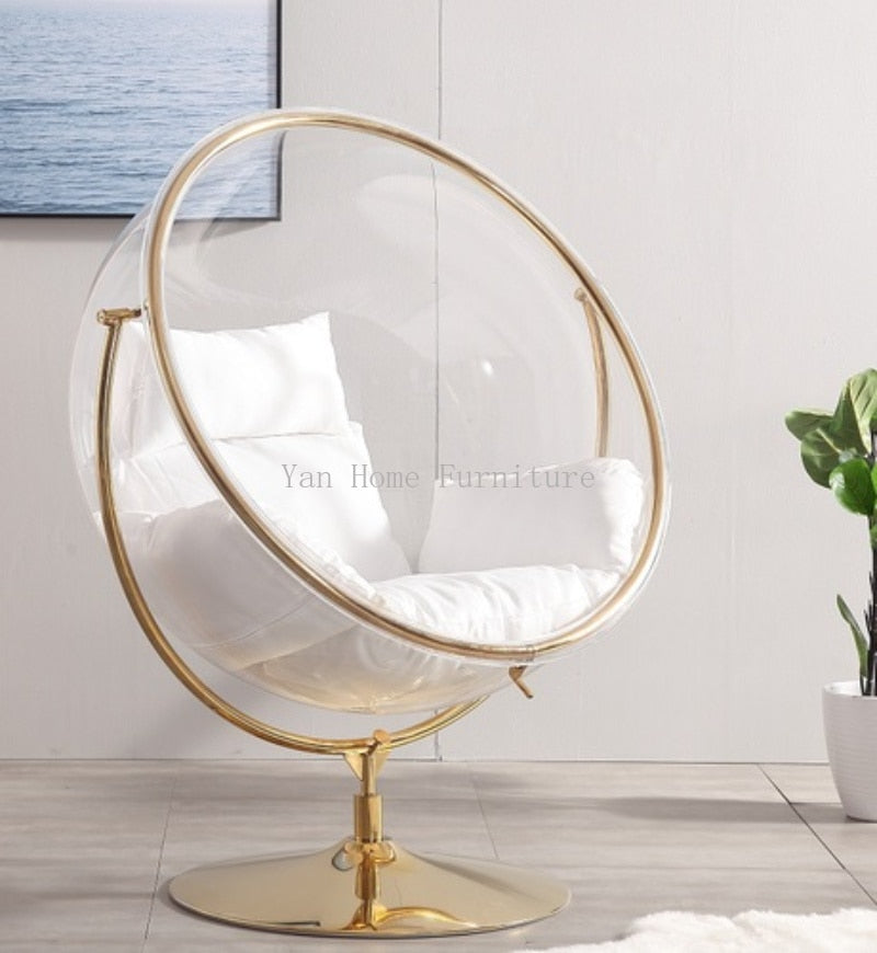 Egg Shape Floor Stand Ball Type Swing Single Chain Type Acrylic Bubble Chair Sofa For Living Room Lounge Chair