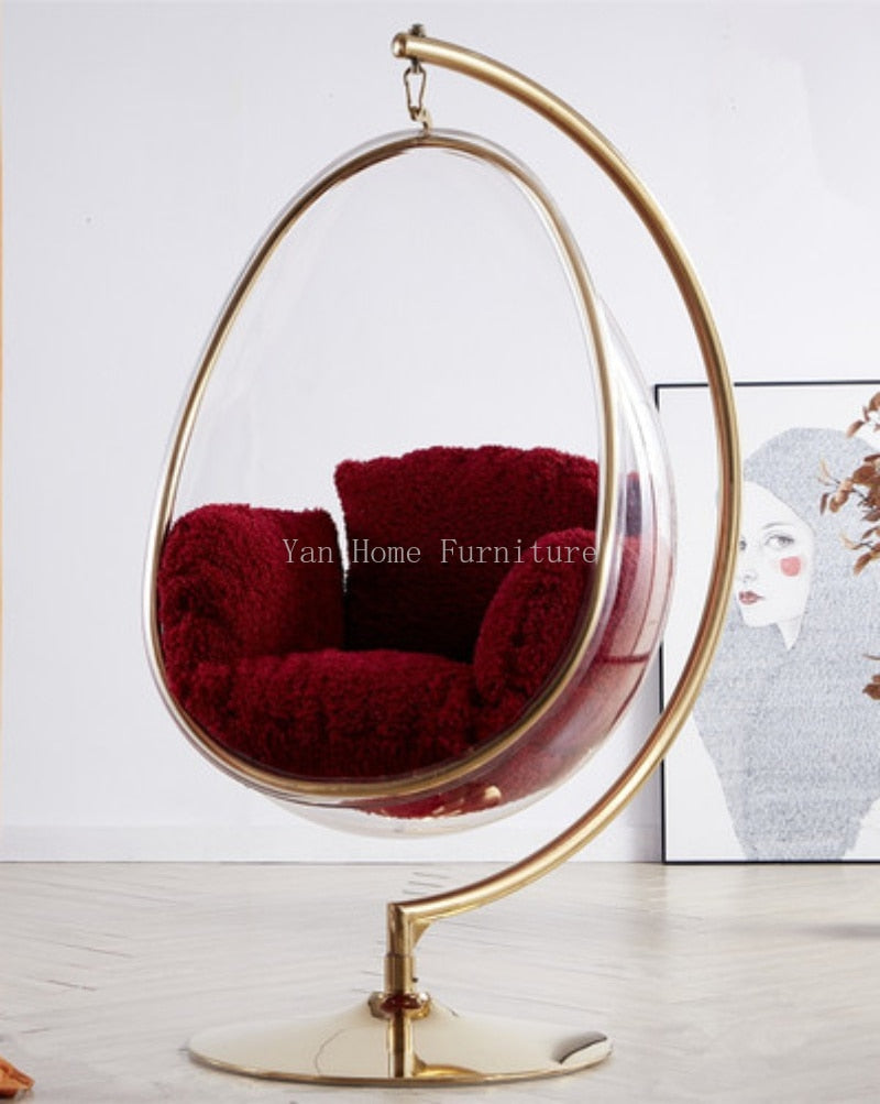 Egg Shape Floor Stand Ball Type Swing Single Chain Type Acrylic Bubble Chair Sofa For Living Room Lounge Chair