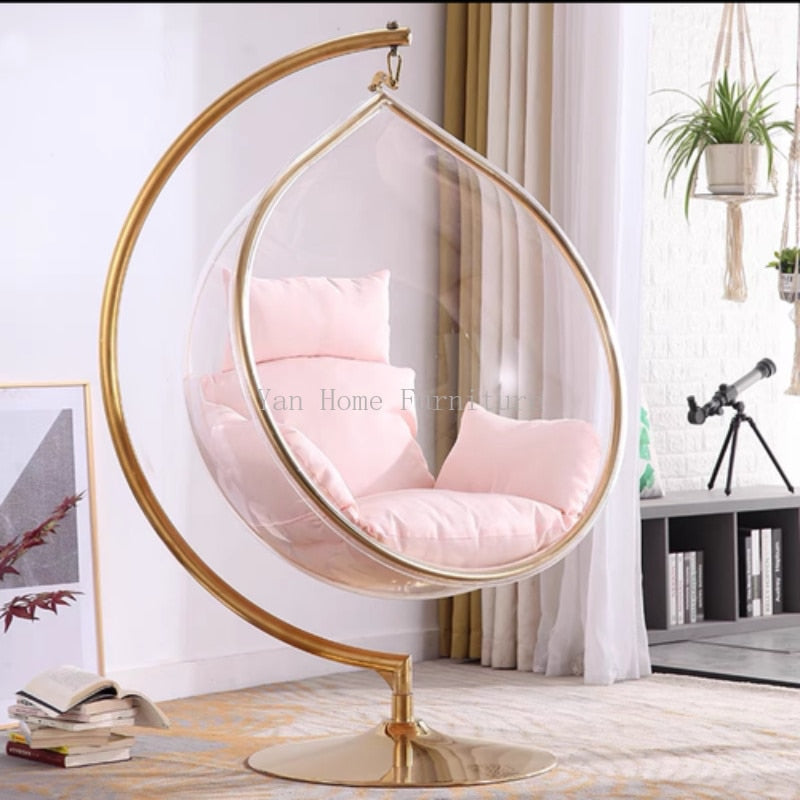 Egg Shape Floor Stand Ball Type Swing Single Chain Type Acrylic Bubble Chair Sofa For Living Room Lounge Chair