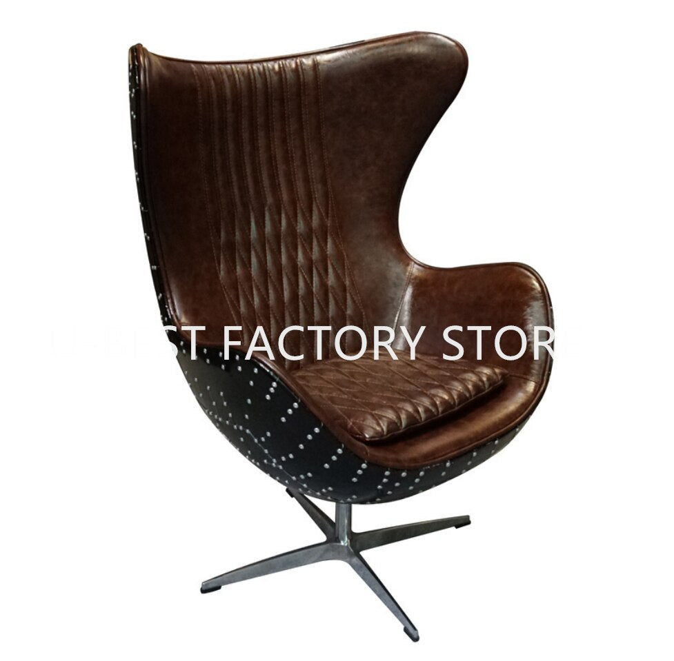 Custom Leather and Metal Egg Chair