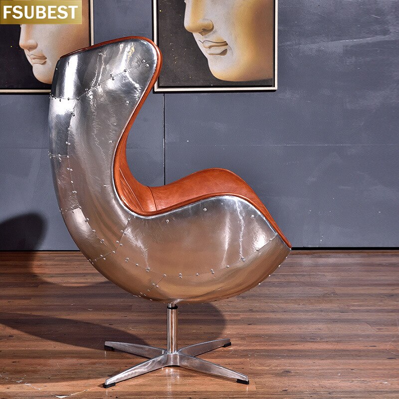 Custom Leather and Metal Egg Chair