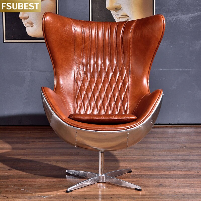 Custom Leather and Metal Egg Chair