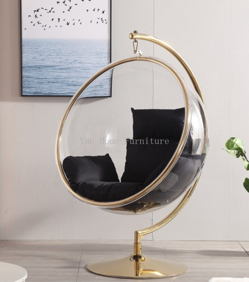 Egg Shape Floor Stand Ball Type Swing Single Chain Type Acrylic Bubble Chair Sofa For Living Room Lounge Chair