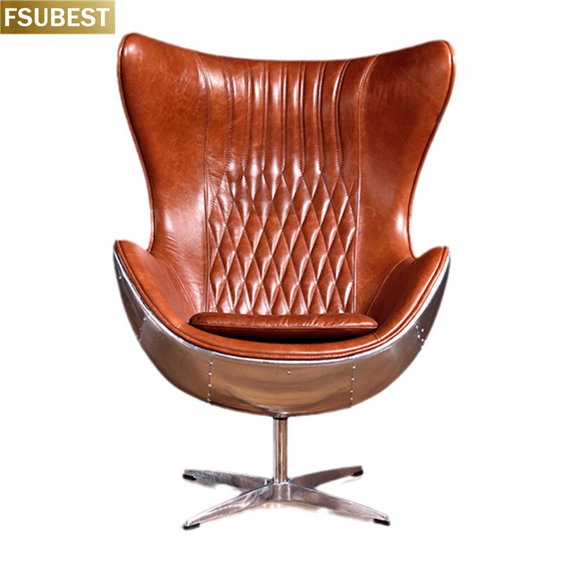 Custom Leather and Metal Egg Chair