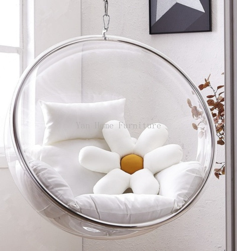 Egg Shape Floor Stand Ball Type Swing Single Chain Type Acrylic Bubble Chair Sofa For Living Room Lounge Chair