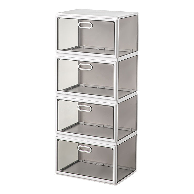 Foldable Shoes Box Dustproof Plastic Shoe Box Stackable Cabinet Storage Box Shoes Organizers Shoe Rack Cabinets Cupboards