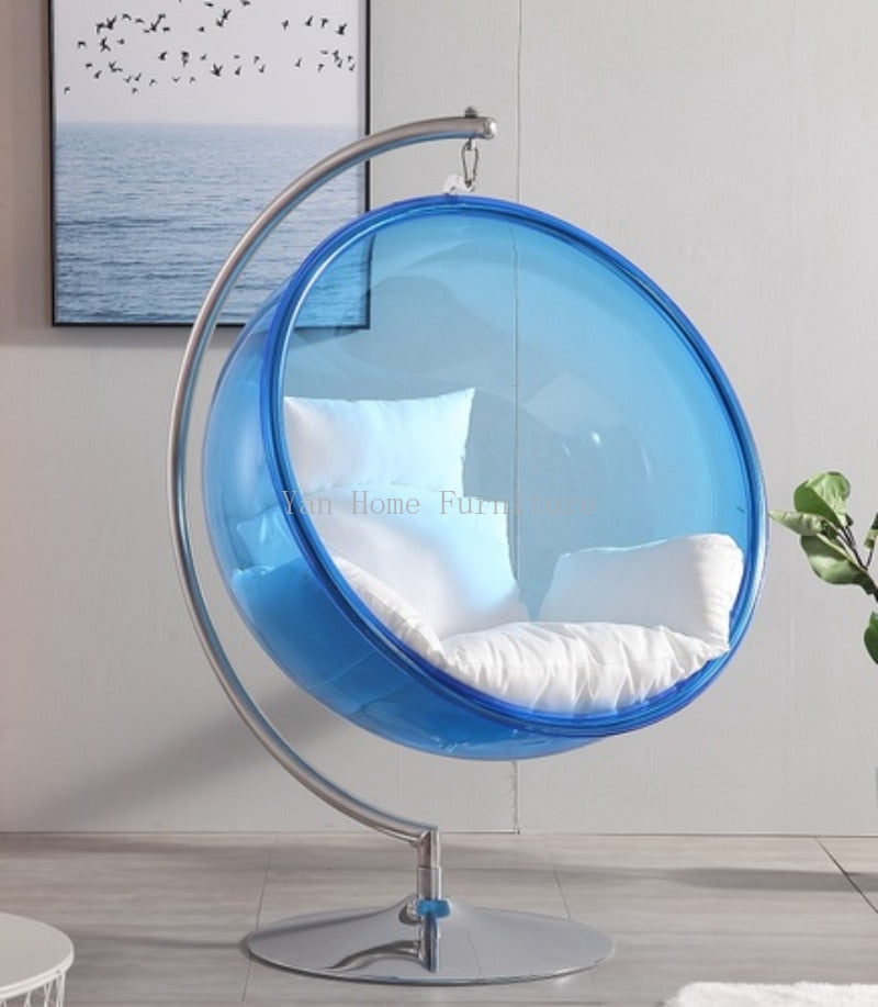 Egg Shape Floor Stand Ball Type Swing Single Chain Type Acrylic Bubble Chair Sofa For Living Room Lounge Chair