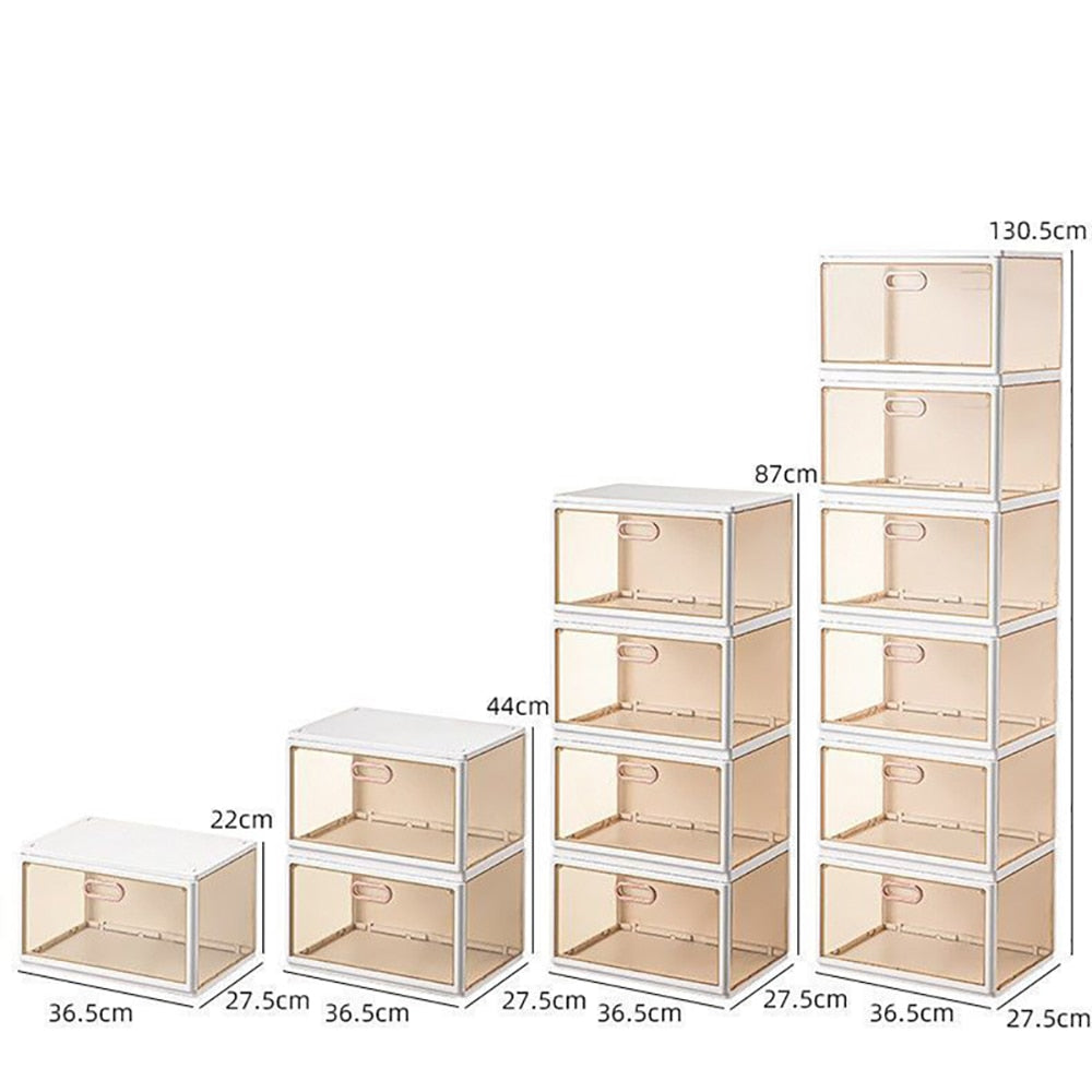 Foldable Shoes Box Dustproof Plastic Shoe Box Stackable Cabinet Storage Box Shoes Organizers Shoe Rack Cabinets Cupboards