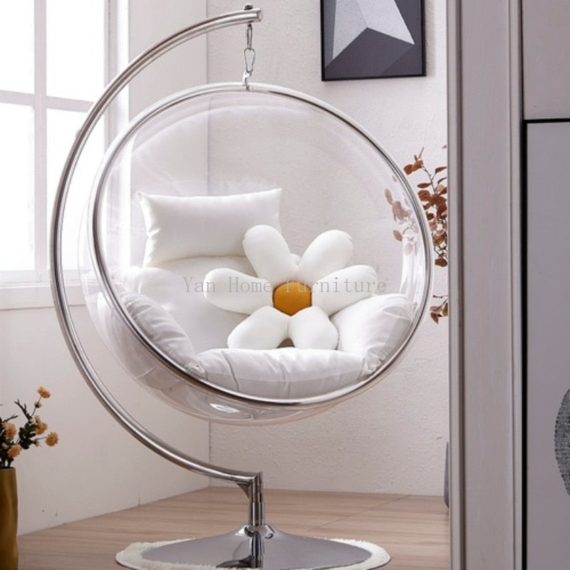 Egg Shape Floor Stand Ball Type Swing Single Chain Type Acrylic Bubble Chair Sofa For Living Room Lounge Chair