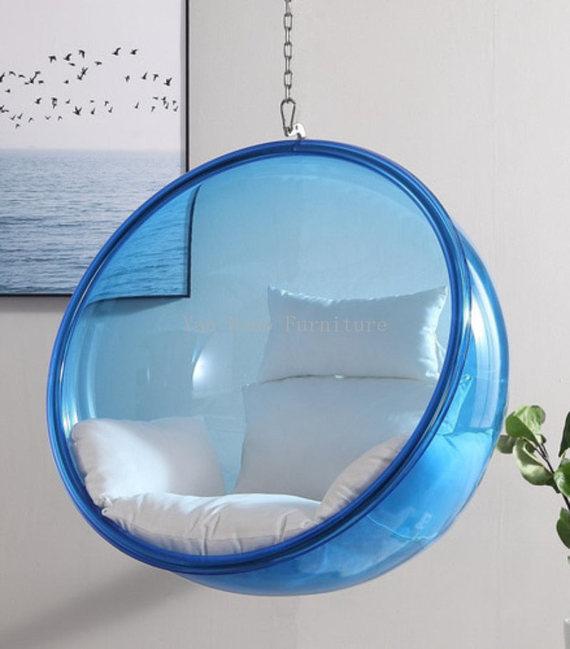 Egg Shape Floor Stand Ball Type Swing Single Chain Type Acrylic Bubble Chair Sofa For Living Room Lounge Chair