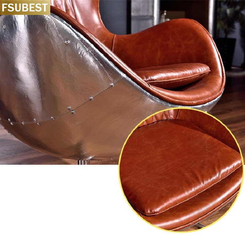 Custom Leather and Metal Egg Chair