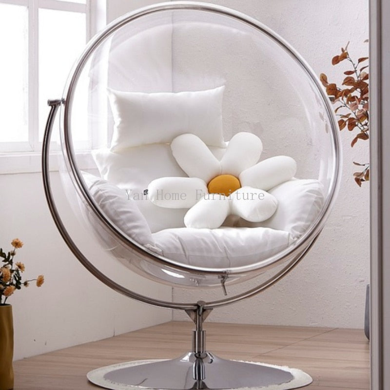 Egg Shape Floor Stand Ball Type Swing Single Chain Type Acrylic Bubble Chair Sofa For Living Room Lounge Chair