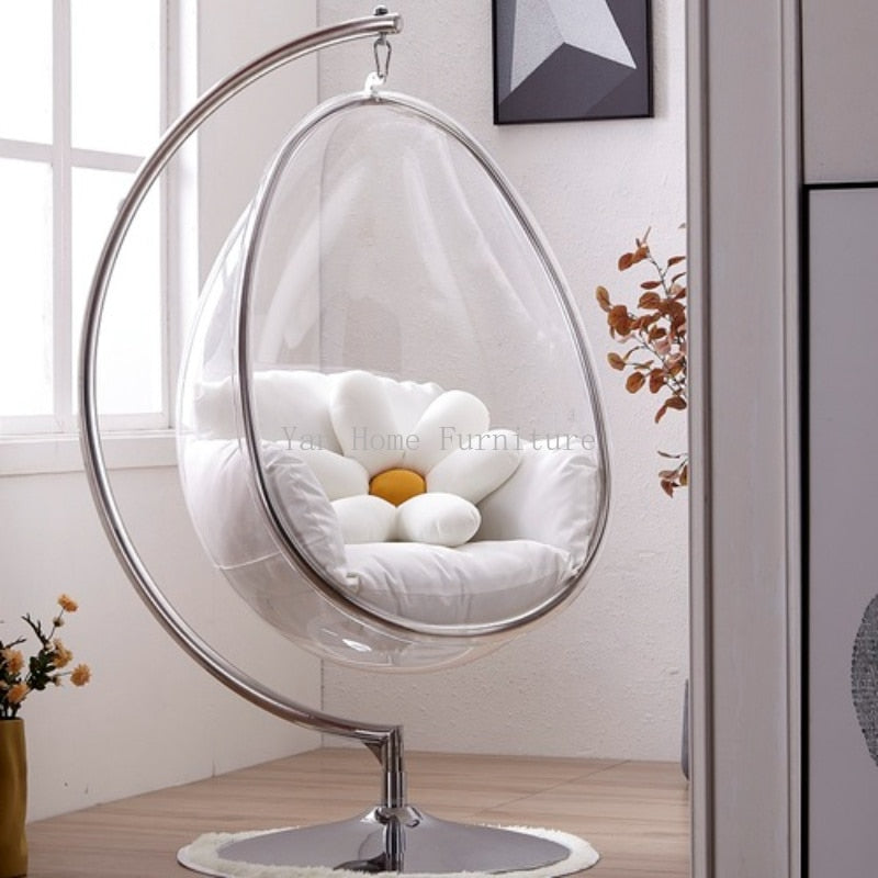 Egg Shape Floor Stand Ball Type Swing Single Chain Type Acrylic Bubble Chair Sofa For Living Room Lounge Chair