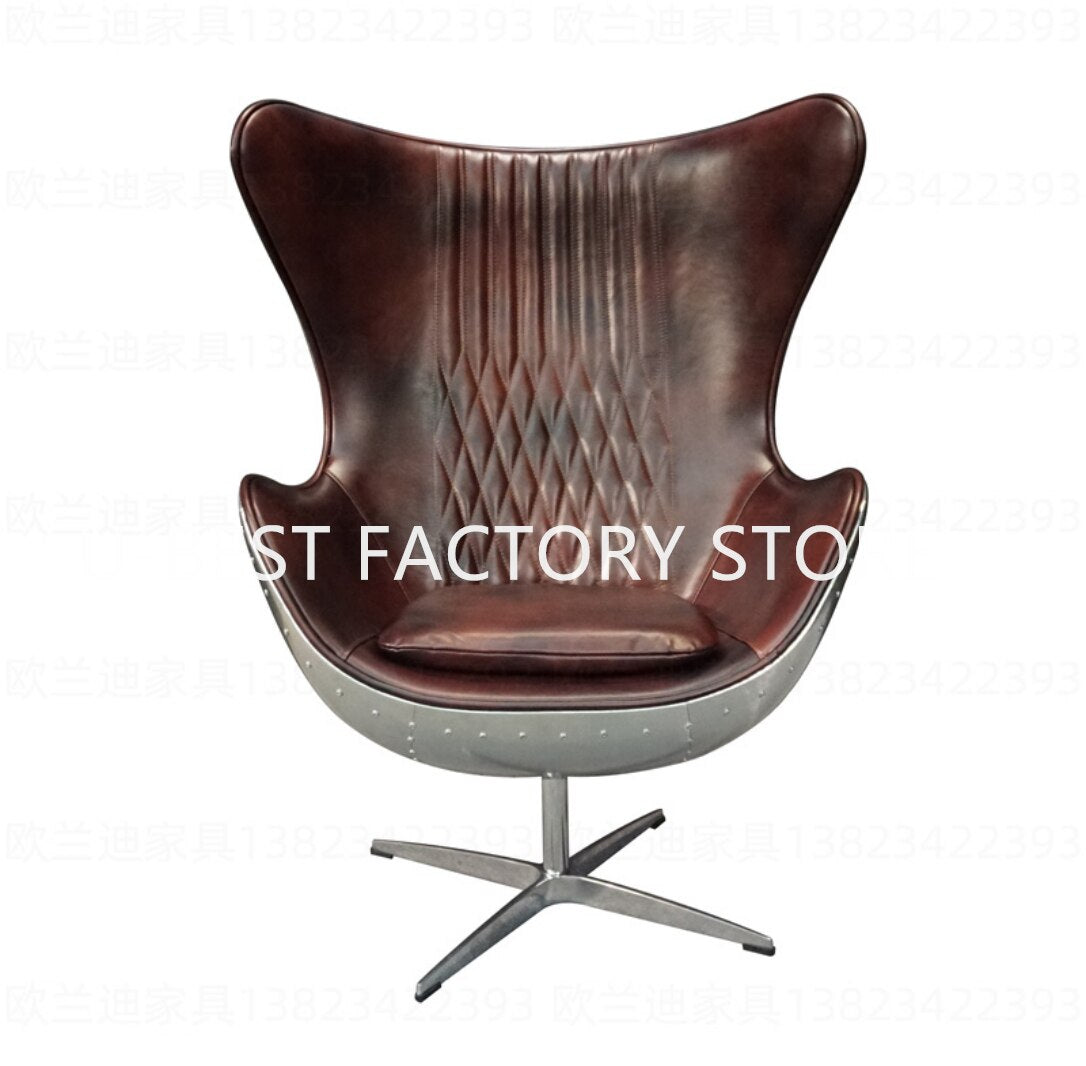 Custom Leather and Metal Egg Chair