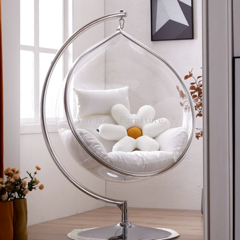 Egg Shape Floor Stand Ball Type Swing Single Chain Type Acrylic Bubble Chair Sofa For Living Room Lounge Chair