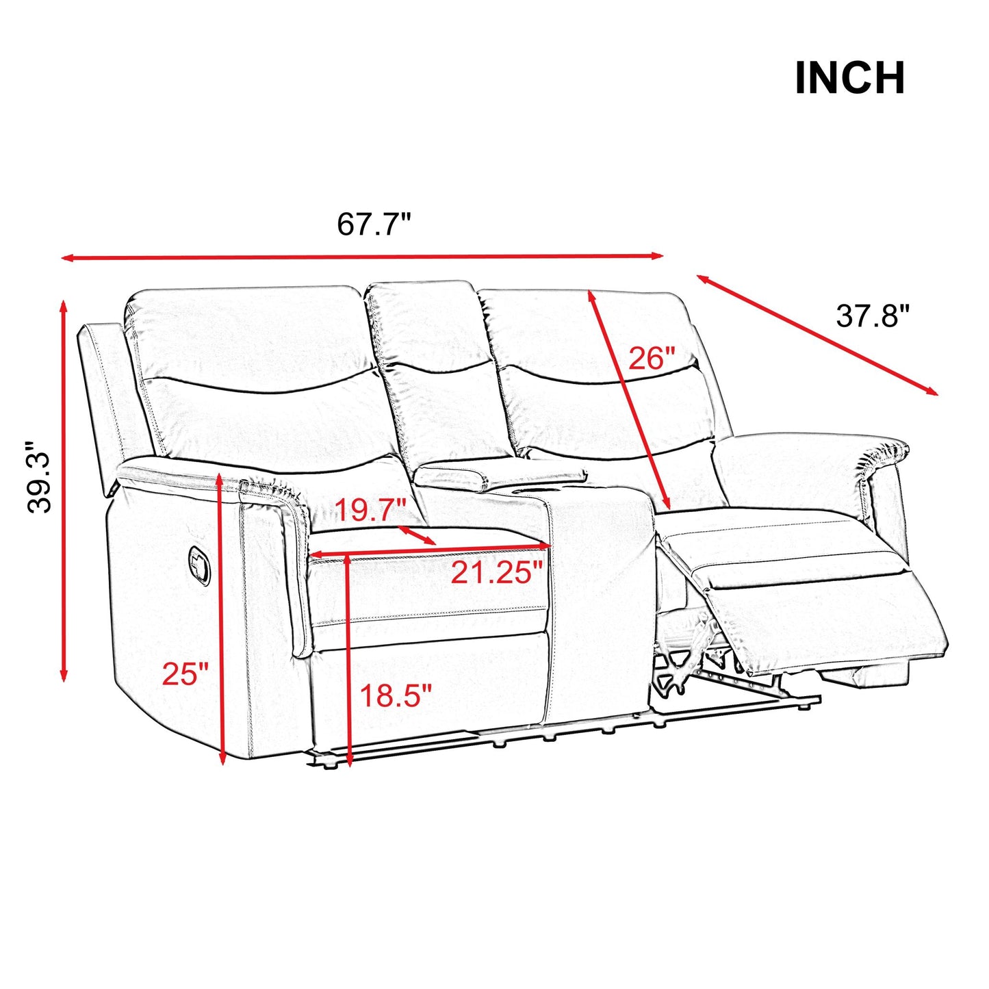 Manual Recliner Living Room Set Grey PU （This product is an oversized item / LTL