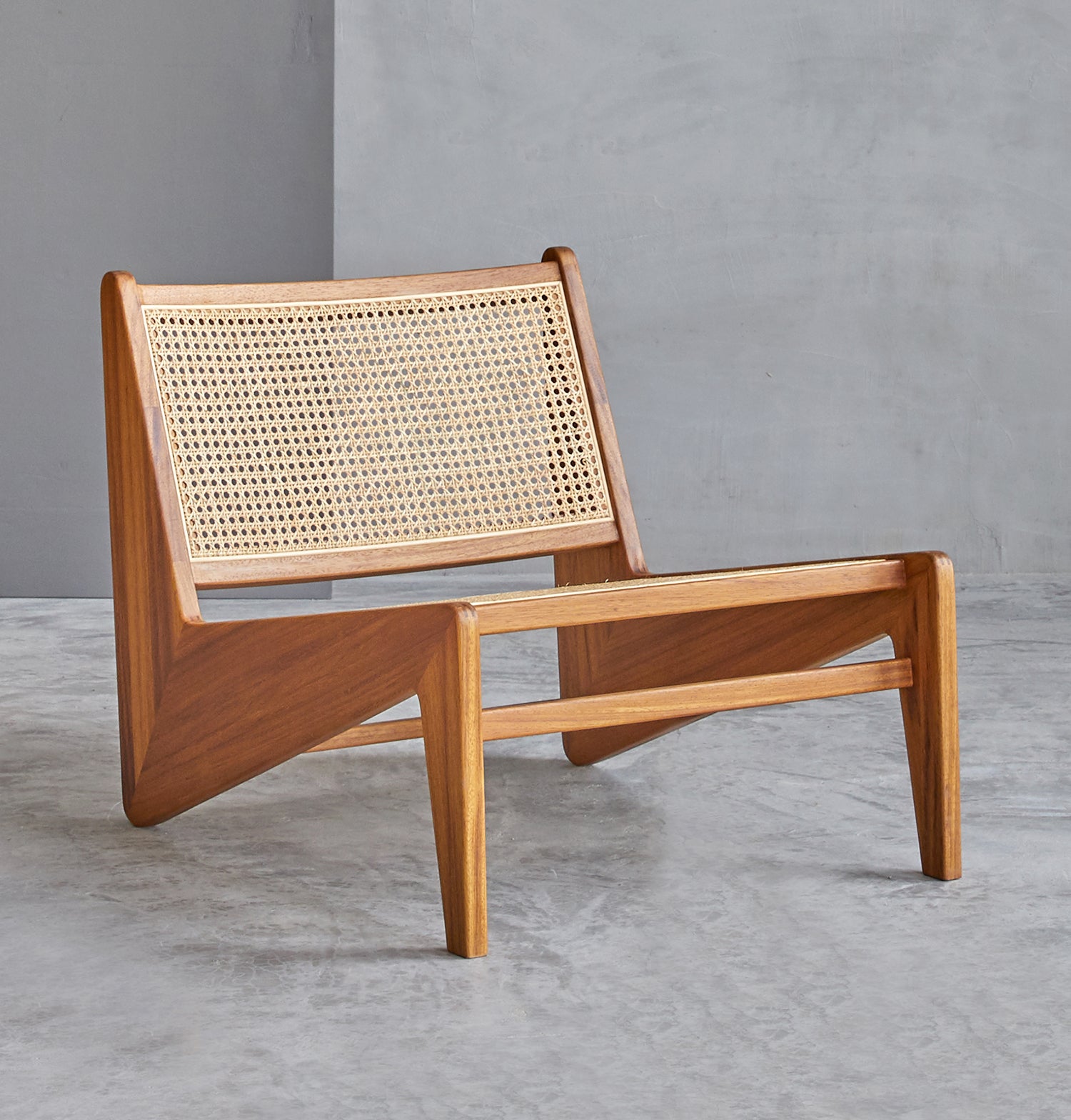 Amandine Lounge Chair - Wood & Natural Rattan