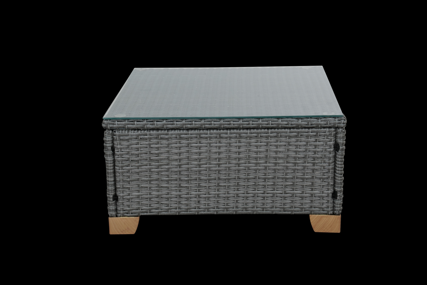 Removable Wicker Square Glass Coffee Table