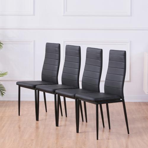 Set of 4 Leather Dining Chairs with Padded Seat Foot Cap Protection