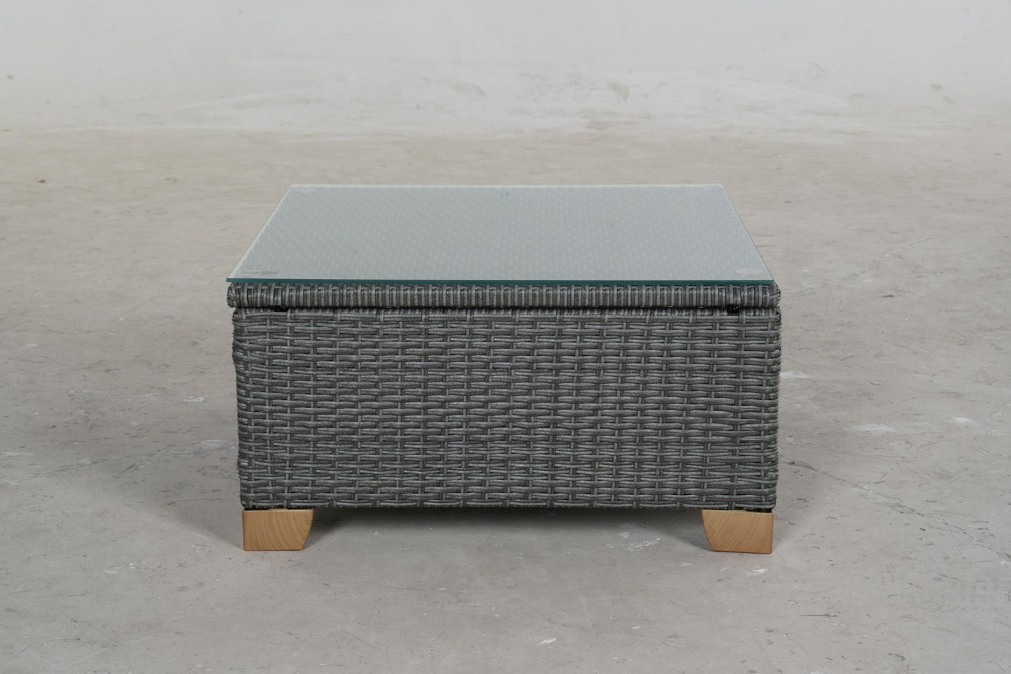 Removable Wicker Square Glass Coffee Table