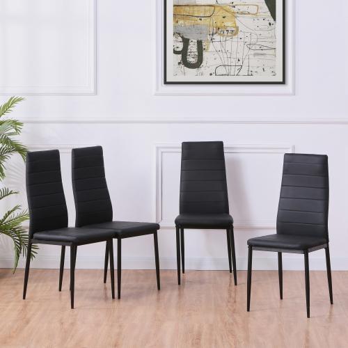 Set of 4 Leather Dining Chairs with Padded Seat Foot Cap Protection