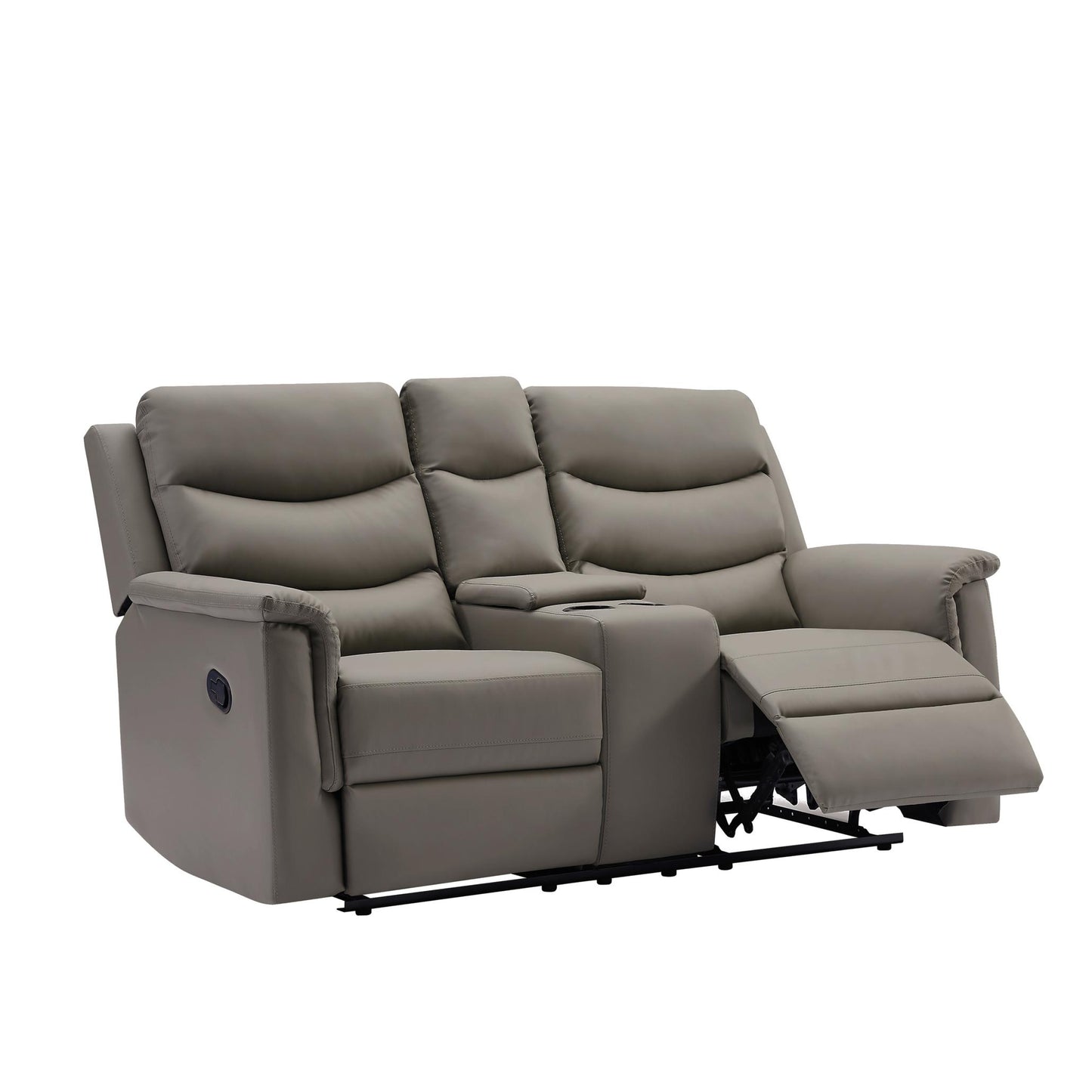 Manual Recliner Living Room Set Grey PU （This product is an oversized item / LTL