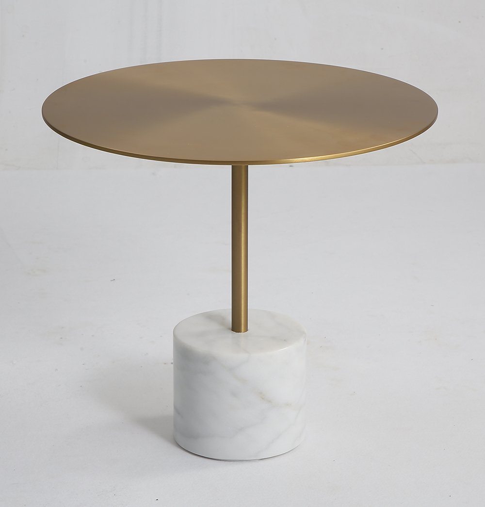 Ethan Side Table - Large - Brass & White Marble