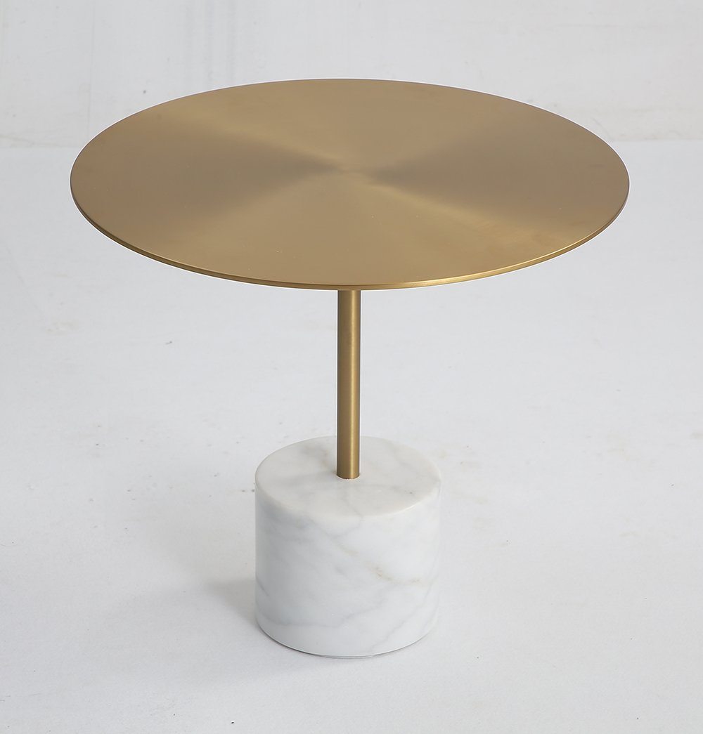 Ethan Side Table - Large - Brass & White Marble